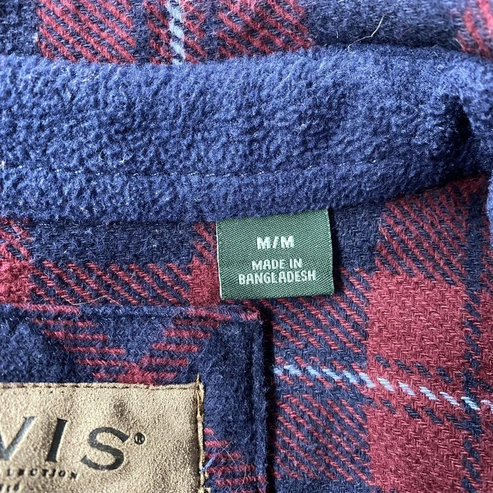 Orvis Shirt Mens Medium Red Navy Plaid Flannel Button Front Side Pockets Outdoor